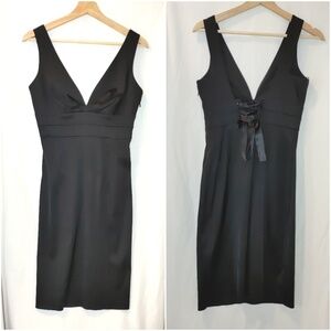 Donna Ricco Deep Vneck Plunge Corset Back Lace Up Fitted Pencil Dress Event 6P